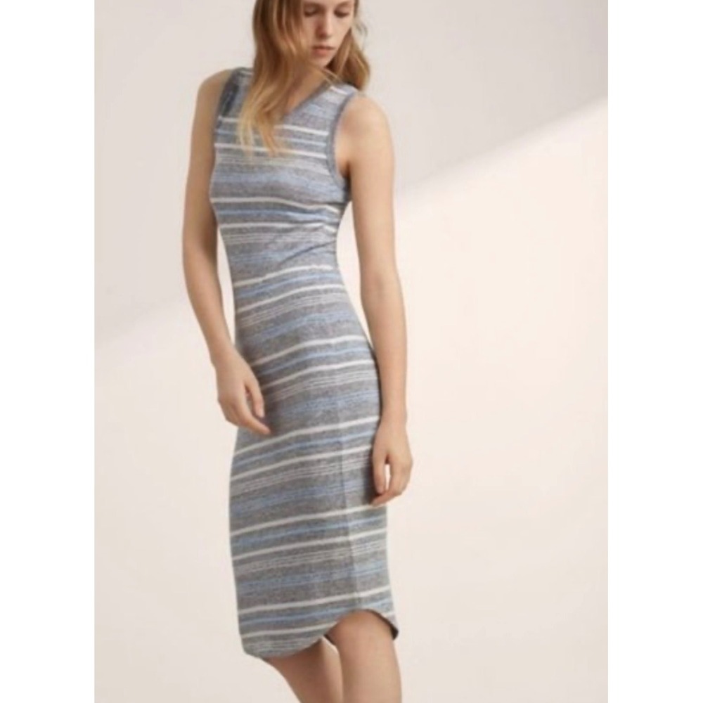 Philosophy Midi Dress Bodycon‎ Gray Blue White Striped Sleeveless Women Size XS